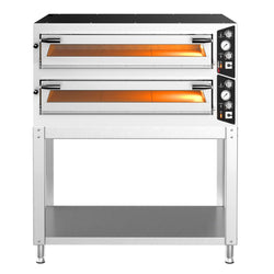 Elektryczny piec do pizzy – 6+6 x 35 cm (szerokość) – manualna obsługa – wraz z podstawą