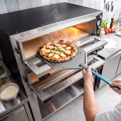 Elektryczny piec do pizzy – 6+6 x 35 cm (szerokość) – manualna obsługa – wraz z podstawą