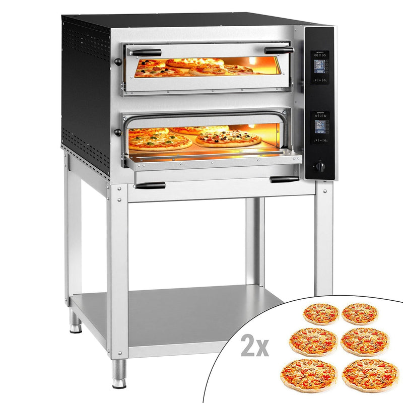 Elektryczny piec do pizzy – 6+6 x 35 cm (głębokość) – cyfrowy – wraz z podstawą