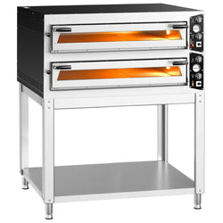 Elektryczny piec do pizzy – 9+9 x 35 cm (szerokość) – manualna obsługa – wraz z podstawą