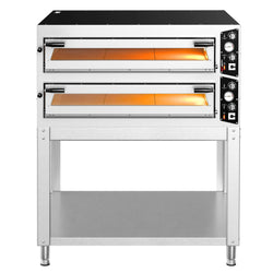 Elektryczny piec do pizzy – 9+9 x 35 cm (szerokość) – manualna obsługa – wraz z podstawą