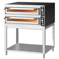 Elektryczny piec do pizzy – 9+9 x 35 cm (szerokość) – manualna obsługa – wraz z podstawą