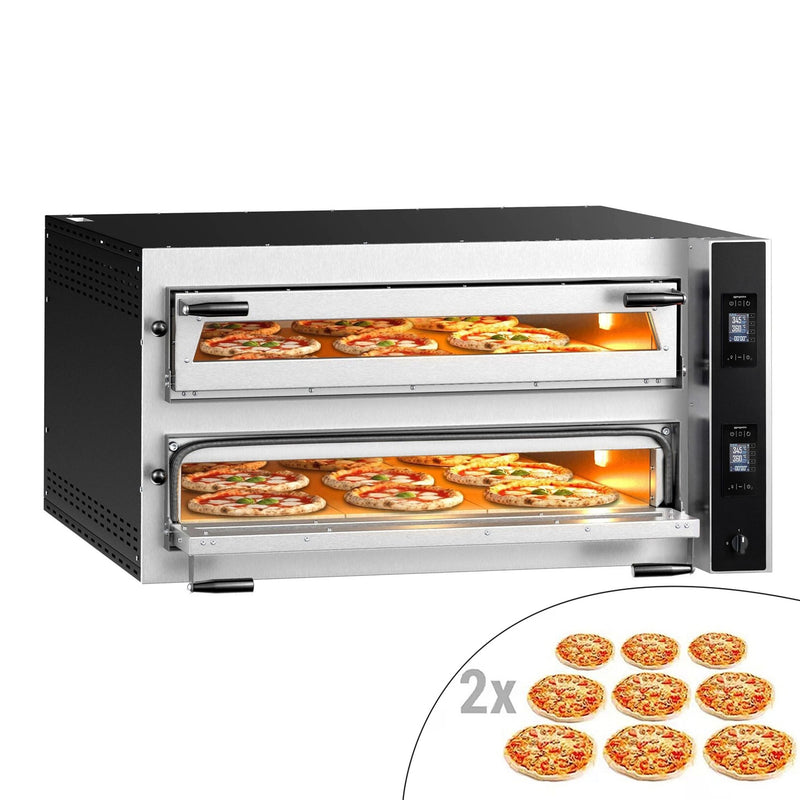 Elektryczny Piec do pizzy - 2 x 9 x Ø35cm (Szeroki) - Panel dotykowy