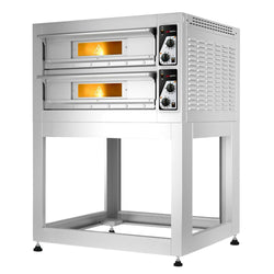 Elektryczny piec do pizzy – 4+4 x 33 cm – manualny – wraz z podstawą