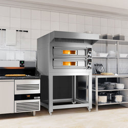 Elektryczny piec do pizzy – 4+4 x 33 cm – manualny – wraz z podstawą
