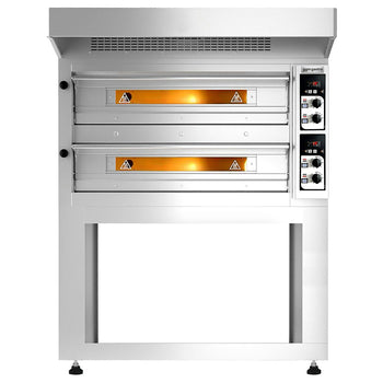 Elektryczny piec do pizzy - 6+6x 33cm - Manualny - włącznie z okapem & ramą podstawy - Prime Gastro