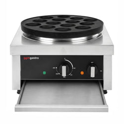 Urządzenie do pancake'ów – na 14x Ø 80 mm – 3 kW – manualne – z prostokątnym korpusem, powłoką teflonową i szufladą, zdjęcie 5 z 8