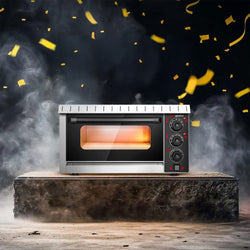 Elektryczny Mini piec do pizzy - Czarny - 4 x Ø20cm - Manualne