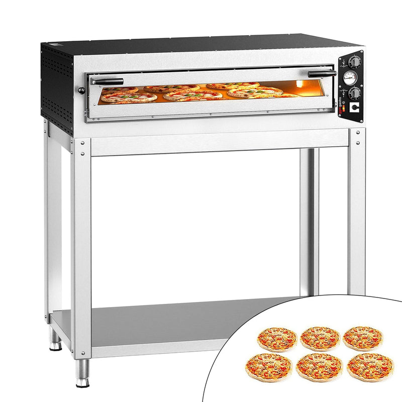 Elektryczny piec do pizzy – 6 x 35 cm (szerokość) – manualna obsługa – wraz z podstawą