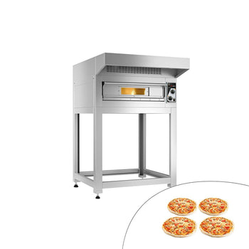 Elektryczny piec do pizzy - 4x 33 cm - Manualny - włącznie z okapem & ramą podstawy - Prime Gastro