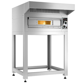 Elektryczny piec do pizzy - 4x 33 cm - Manualny - włącznie z okapem & ramą podstawy - Prime Gastro