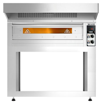 Elektryczny piec do pizzy - 6 x 33 cm - Manualny - włącznie z okapem & ramą podstawy - Prime Gastro