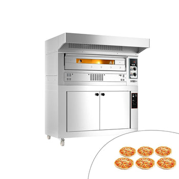 Gazowy piec do pizzy - 6 x 35 cm - Manualny - włącznie z okapem & garownikiem - Prime Gastro