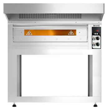 Elektryczny piec do pizzy - 9 x 33 cm - Manualny - włącznie z okapem & ramą podstawy - Prime Gastro