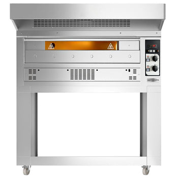 Gazowy piec do pizzy - 9 x 33 cm - Manualny - włącznie z okapem & ramą podstawy - Prime Gastro