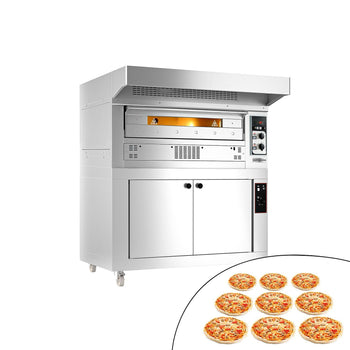 Gazowy piec do pizzy - 9 x 33 cm - Manualny - włącznie z okapem & garownikiem - Prime Gastro