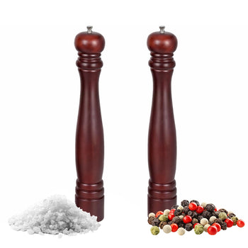 (2 szt.) Zestaw młynków do soli i pieprzu - drewno - Wysokość: 460mm - Brązowy