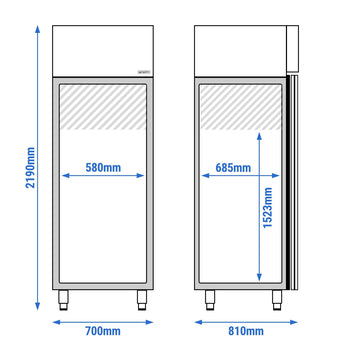 Chłodziarka do makaronu ze stali nierdzewnej PREMIUM PLUS - EN 600x400- 585 litrów - z 1 drzwiami - Prime Gastro
