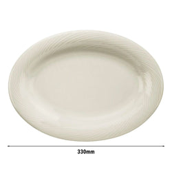 (12 sztuk) SEMPRE – Talerz/półmisek do kebaba – owalny – długość: 330 mm – kremowy