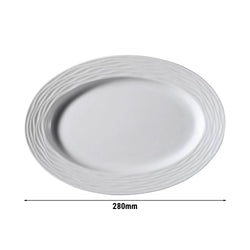 (6 sztuk) SEA WAVE – Talerz/półmisek – owalny – długość: 280 mm – biały