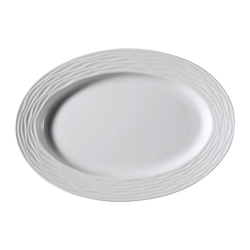(6 sztuk) SEA WAVE – Talerz/półmisek – owalny – długość: 320 mm – biały
