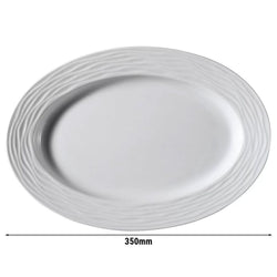 (6 sztuk) SEA WAVE – Talerz/półmisek – owalny – długość: 350 mm – biały