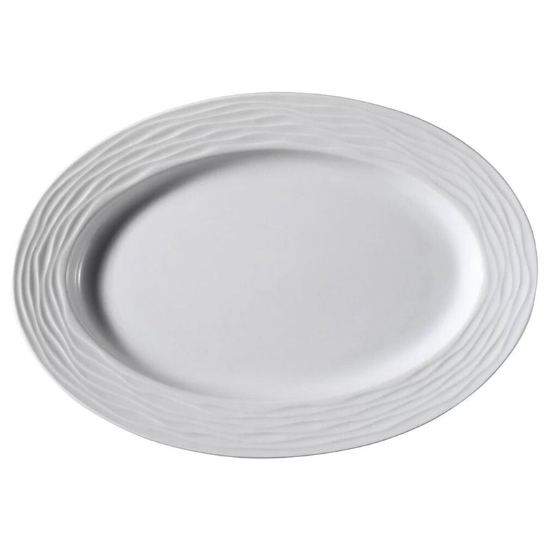 (6 sztuk) SEA WAVE – Talerz/półmisek – owalny – długość: 350 mm – biały