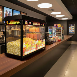 Maszyna do popcornu - 5 kg/godz. - z 3 podgrzewanymi półkami