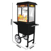 Commercial Popcorn Machine incl. Trolley - 1.46kW - 5kg/h - with 1 kettle - Black