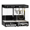 Maszyna do popcornu z podgrzewaczem do nachos / chipsów – 1,31 kW – 5 kg/h – z 1 zbiornikiem – czarna