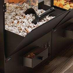 Profesjonalna maszyna do popcornu z podgrzewaczem do nachos / chipsów – 1,31 kW – 5 kg/h – z 1 zbiornikiem – czarna
