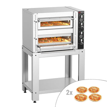 (2 szt.) Elektryczny Piec do pizzy - 2 x 4 x Ø25cm - Manualne - z ramą nośną