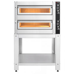 (2 szt.) Elektryczny Piec do pizzy - 2 x 4 x Ø34cm - Manualne - z ramą nośną