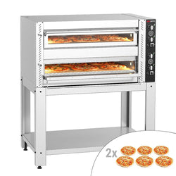 (2 szt.) Elektryczny Piec do pizzy - 2 x 6 x Ø30cm (Szeroki) - Manualne - z ramą nośną