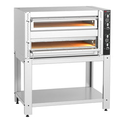 (2 szt.) Elektryczny Piec do pizzy - 2 x 6 x Ø30cm (Szeroki) - Manualne - z ramą nośną