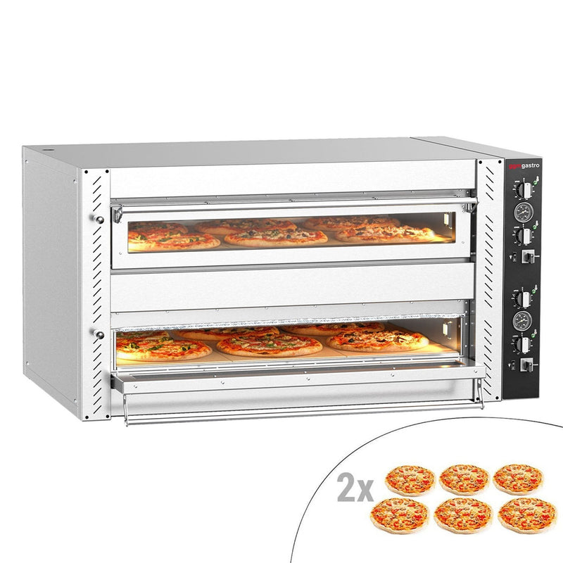 Elektryczny Piec do pizzy - 2 x 6 x Ø30cm (Szeroki) - Manualne