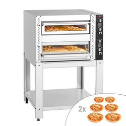 (2 szt.) Elektryczny Piec do pizzy - 2 x 6 x Ø30cm (Głęboki) - Manualne - z ramą nośną
