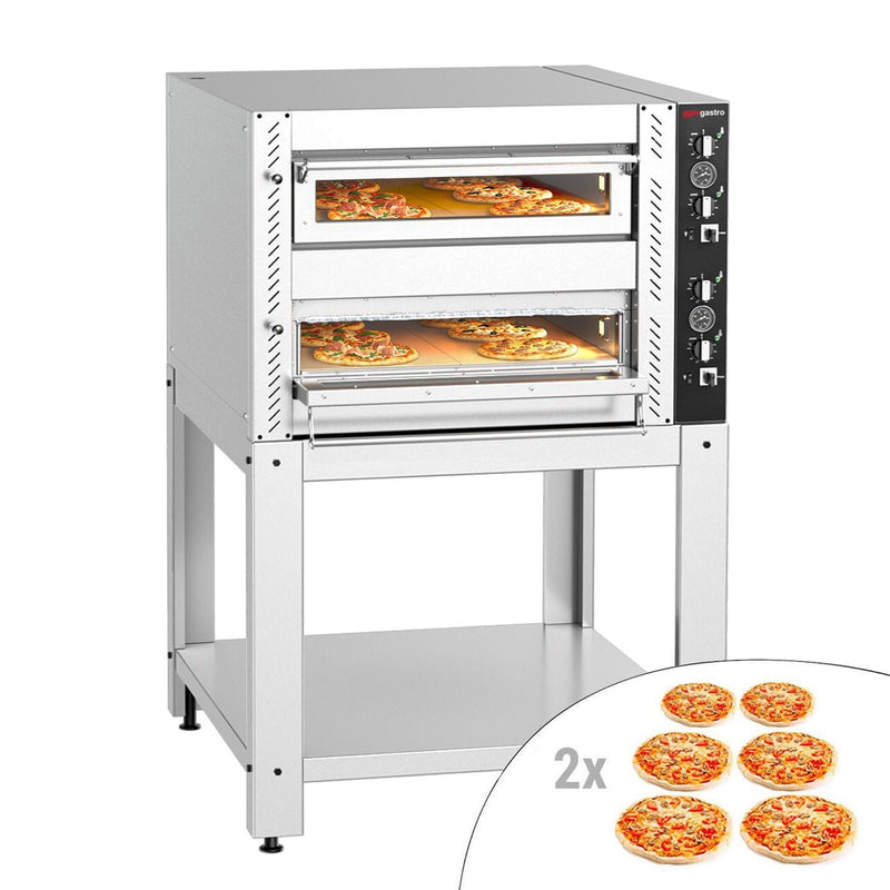 (2 szt.) Elektryczny Piec do pizzy - 2 x 6 x Ø30cm (Głęboki) - Manualne - z ramą nośną