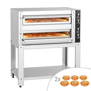 (2 szt.) Elektryczny Piec do pizzy - 2 x 6 x Ø30cm - Manualne - z ramą nośną