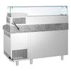 Stół chłodniczy do pizzy PREMIUM - 1600x800mm - z blatem granitowym - 2‑drzwiowy, 3 szuflady - z nadstawką chłodniczą z osłoną szklaną - 6x GN 1/3