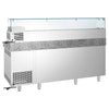 Stół chłodniczy do pizzy PREMIUM - 2100x800mm - z blatem granitowym - 2‑drzwiowy, 5 szuflad - z nadstawką chłodniczą z osłoną szklaną - 10x GN 1/3