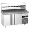 Stół chłodniczy do pizzy PREMIUM - 1550x800mm - z blatem granitowym - 2‑drzwiowy - z nadstawką chłodniczą z osłoną szklaną - 6x GN 1/3