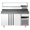 Stół chłodniczy do pizzy PREMIUM - 1550x800mm - z blatem granitowym - 2‑drzwiowy - z nadstawką chłodniczą z osłoną szklaną - 6x GN 1/3