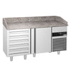 Commercial Pizza Prep Counter - Granite Top PREMIUM - 1550x800mm - with 3 doors & 3 drawers
