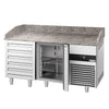 Commercial Pizza Prep Counter - Granite Top PREMIUM - 1550x800mm - with 3 doors & 3 drawers