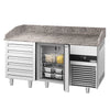 Commercial Pizza Prep Counter - Granite Top PREMIUM - 1550x800mm - with 3 doors & 3 drawers