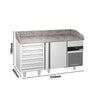 Commercial Pizza Prep Counter - Granite Top PREMIUM - 1550x800mm - with 3 doors & 3 drawers