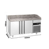 Commercial Pizza Prep Counter - Granite Top PREMIUM - 1550x800mm - with 2 doors