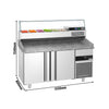 Stół chłodniczy do pizzy PREMIUM - 1550x800mm - z blatem granitowym - 2‑drzwiowy - z nadstawką chłodniczą z osłoną szklaną - 6x GN 1/3