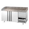 Commercial Pizza Prep Counter - Granite Top PREMIUM - 1600x800mm - with 2 doors & 3 drawers